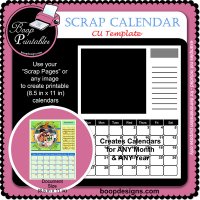 Printable Scrap Calendar - CU Template by Boop Designs Printable Scrap Calendar - CU Template by Boop Designs